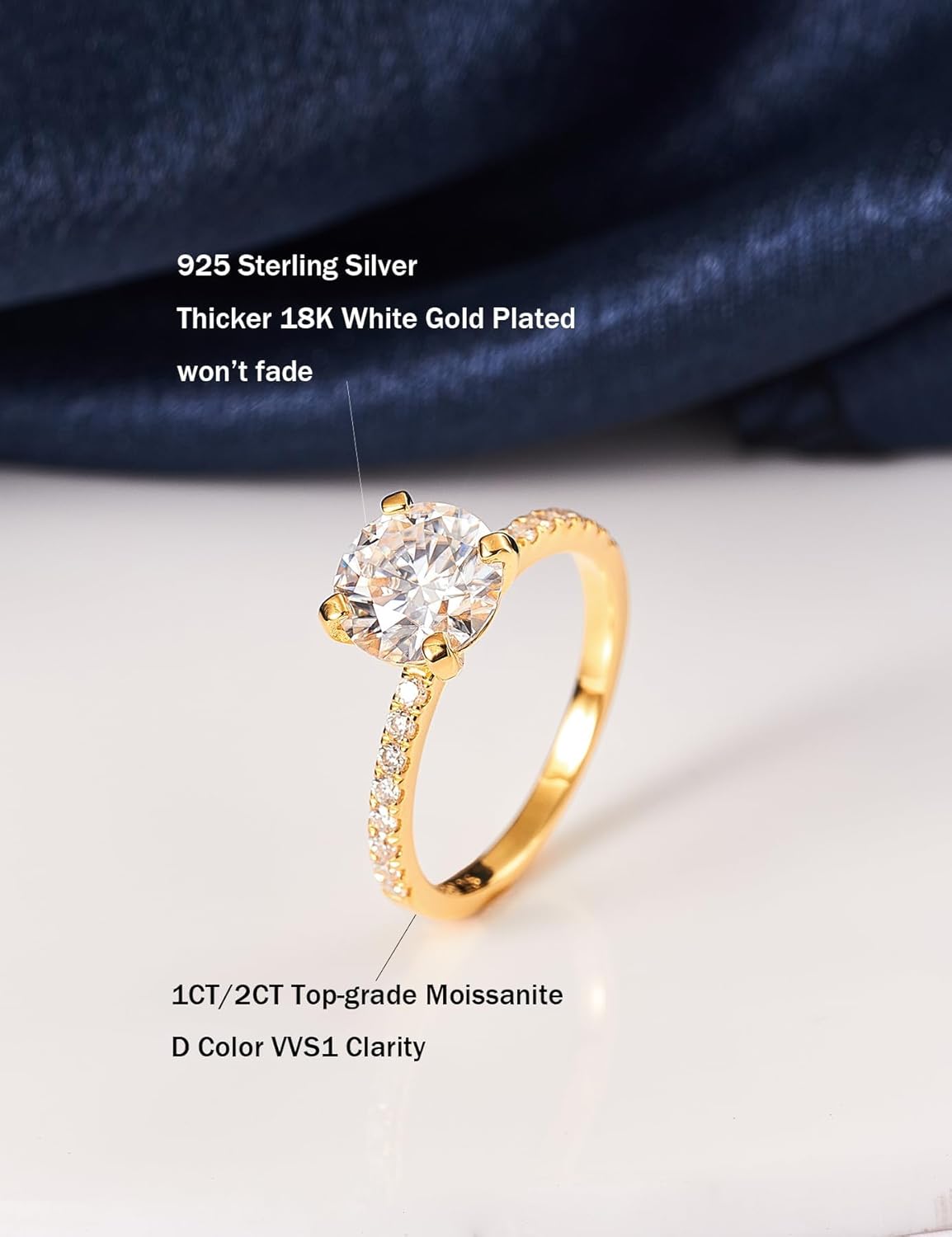 Classic Moissanite Solitaire Engagement Ring — image 2 of 7