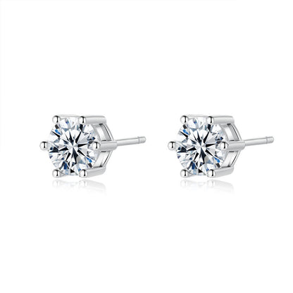 Rear profile of the S925 silver posts on the six-prong moissanite studs