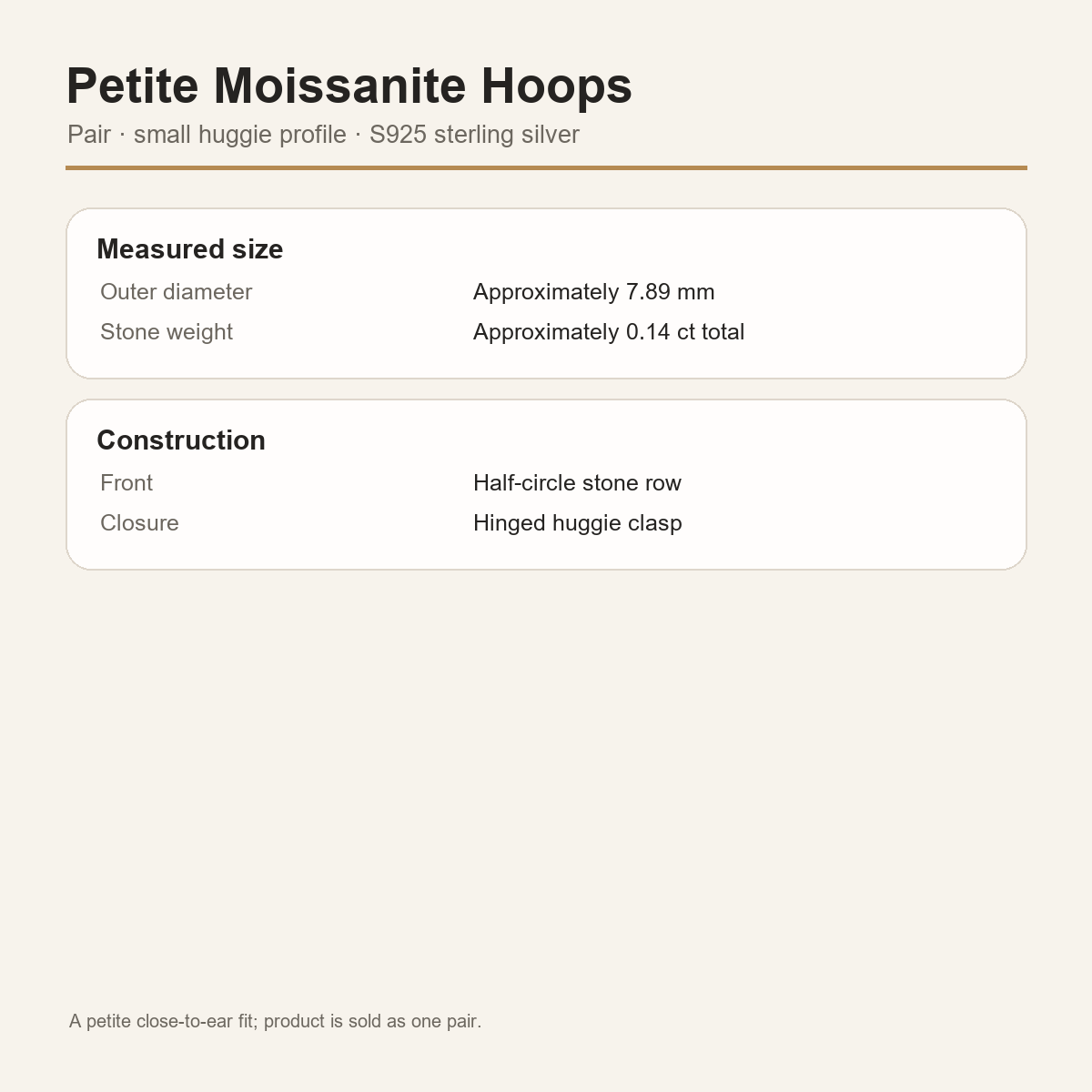 Gallery 2026 · Petite moissanite hoop size and closure guide